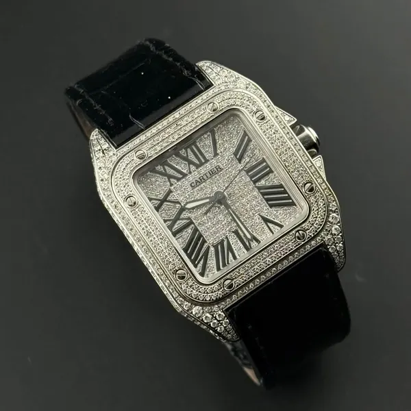 Cartier Santos size M  Full diamond after setting หลุดจำนำ รูปที่ 2