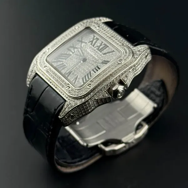 Cartier Santos size M  Full diamond after setting หลุดจำนำ รูปที่ 3
