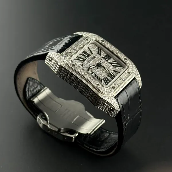 Cartier Santos size M  Full diamond after setting หลุดจำนำ รูปที่ 5